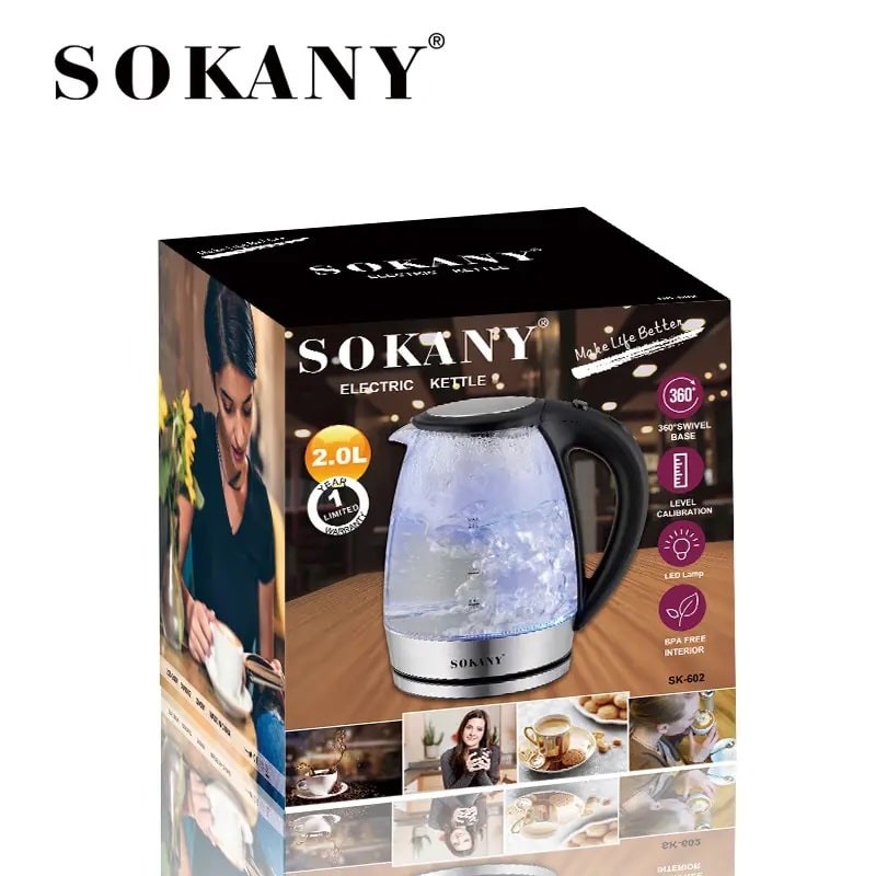 Էլեկտրական թեյնիկ Sokany SK-602 ապակի 2լ 2