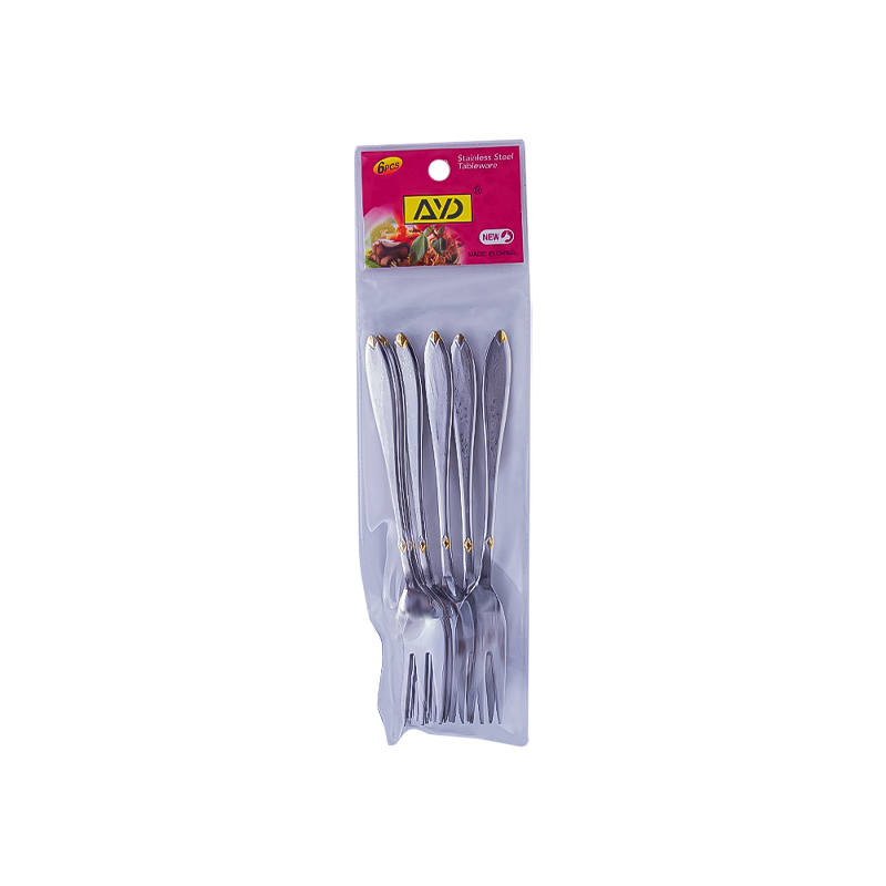 Աղանդերի պատառաքաղ AG241-5-125 արծաթագույն չժանգոտվող պողպատ ոսկեգույն նախշով 6 հատ 2