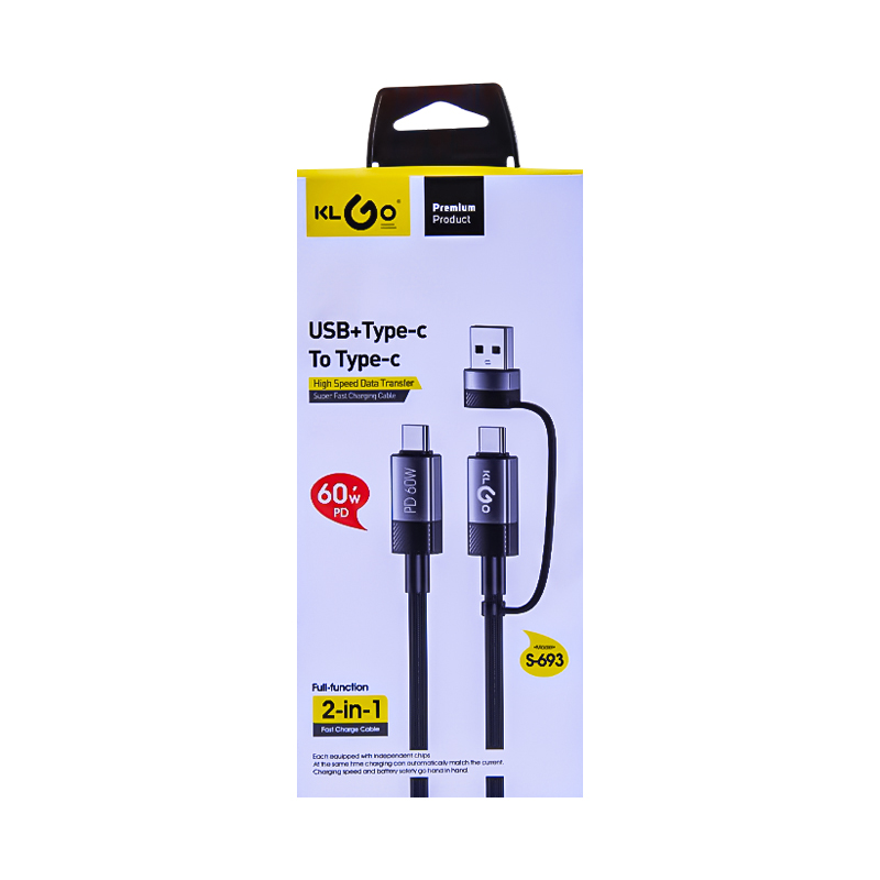 Լիցքավորման լար KLGO S-693 TYPE-C/TYPE-C/USB AG251-13-26