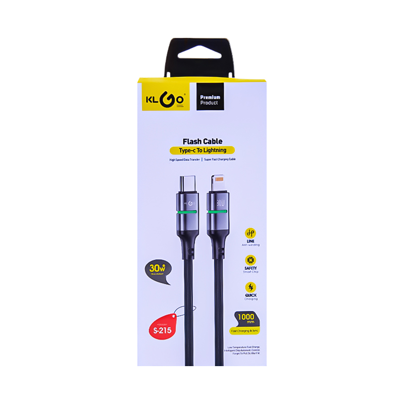Լիցքավորման լար KLGO S-215 TYPE-C/Lightning 1մ AG251-13-34