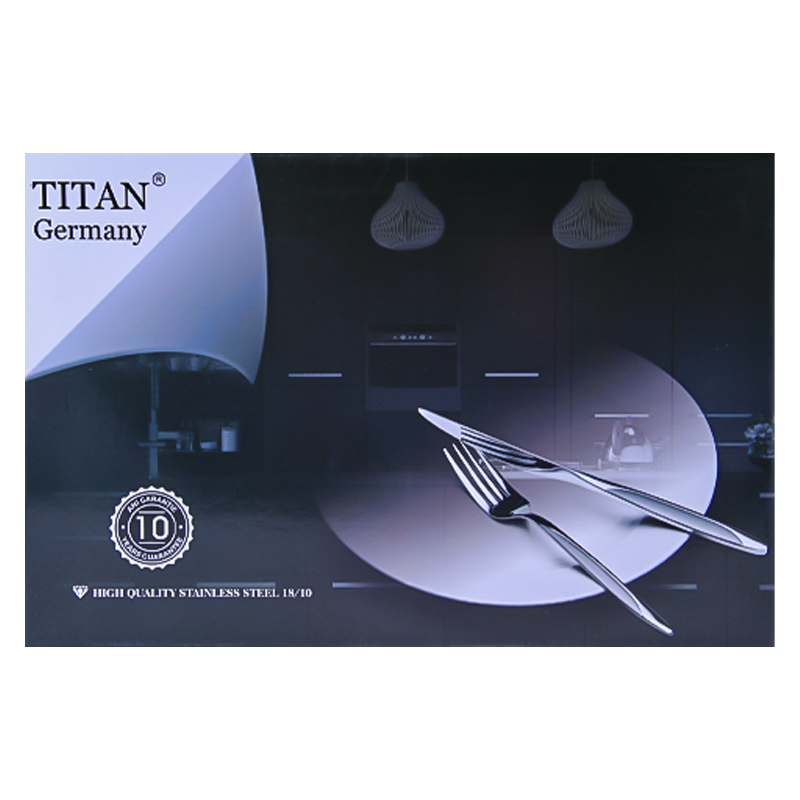 Դանակ-պատառաքաղի հավաքածու TITAN TPP-039 արծաթագույն չժանգոտվող պողպատ ոսկեգույն գծով 12+12 հատ 2