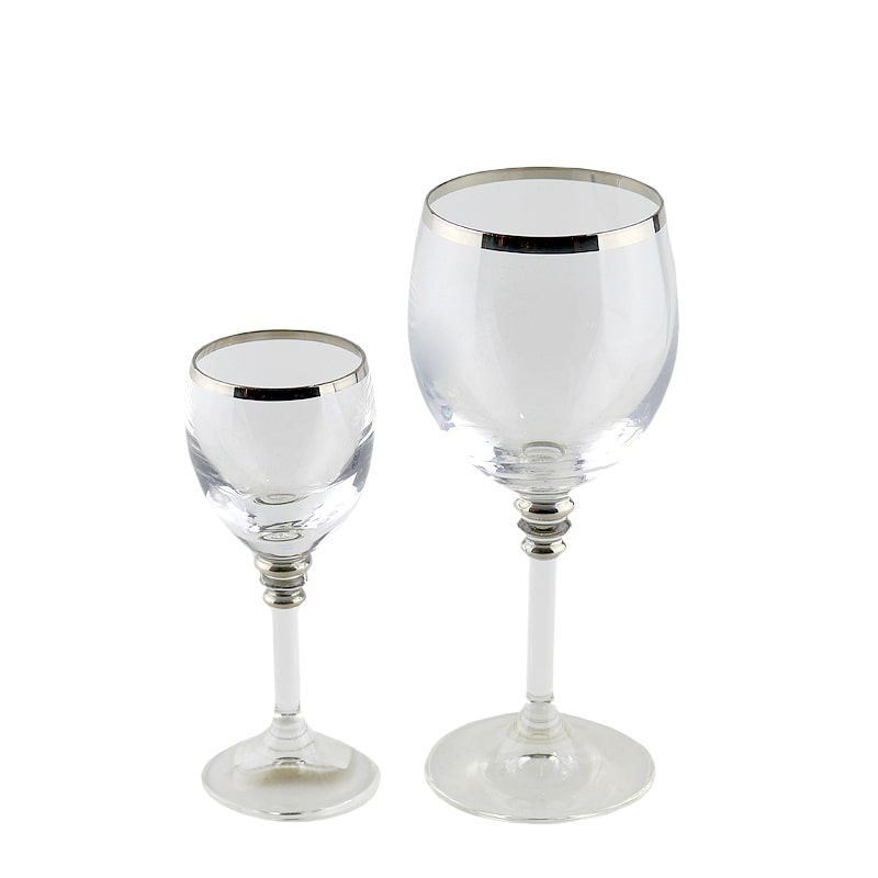 Բաժակների հավաքածու Crystalite Bohemia Olivia ապակի 60/200մլ արծաթագույն եզրագծով 6+6 հատ