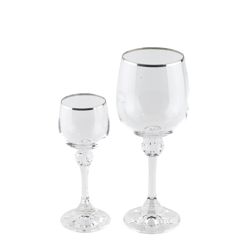 Բաժակների հավաքածու Crystalite Bohemia Julia ապակի 60/200մլ արծաթագույն եզրագծով 6+6 հատ