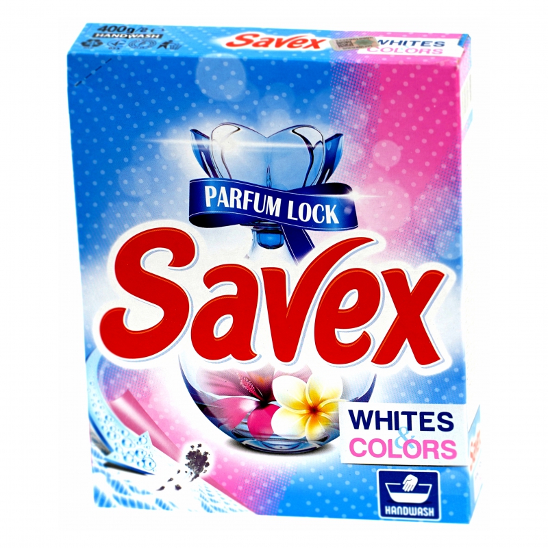 Լվ Փոշի Ձեռքի Savex 400գ Whites&Colors 2in1