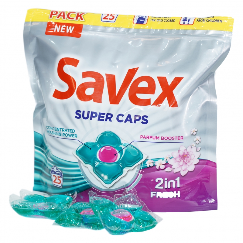 Հաբ Լվացքի Savex 620գ 25*24,8գ 2in1 Fresh հատ