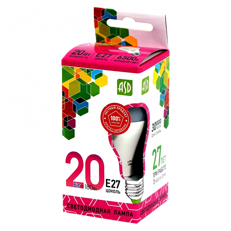 Լամպ ASD LED-A60 20Вт E27 6500K