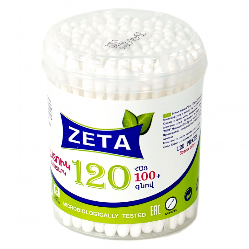 Փայտիկ Ականջի ZETA 120հատ Կլոր