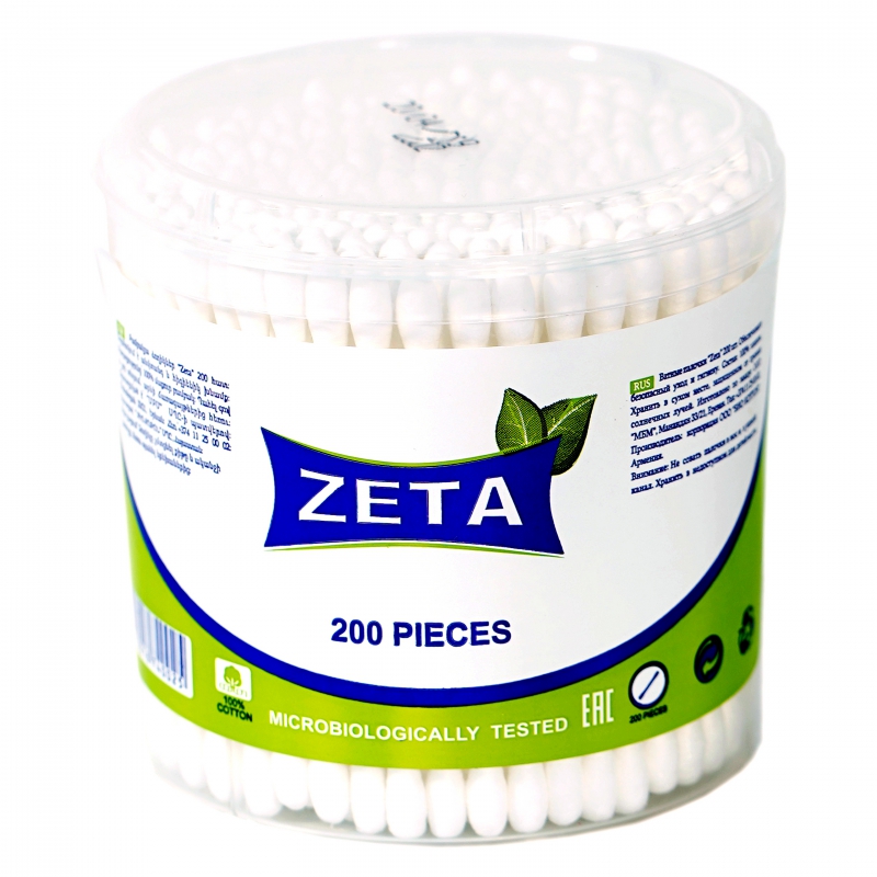Փայտիկ Ականջի ZETA 200հատ Կլոր