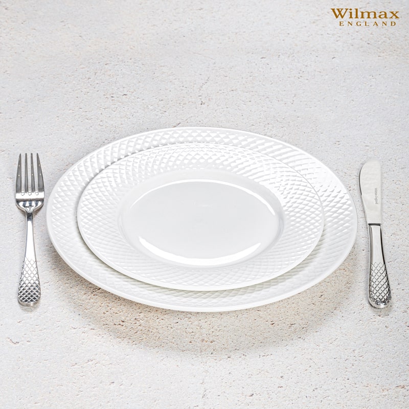 Աղանդերի ափսեների հավաքածու Wilmax WL-880100-JV/6C Julia Vysotskaya սպիտակ ճենապակի 20սմ 6 հատ 2