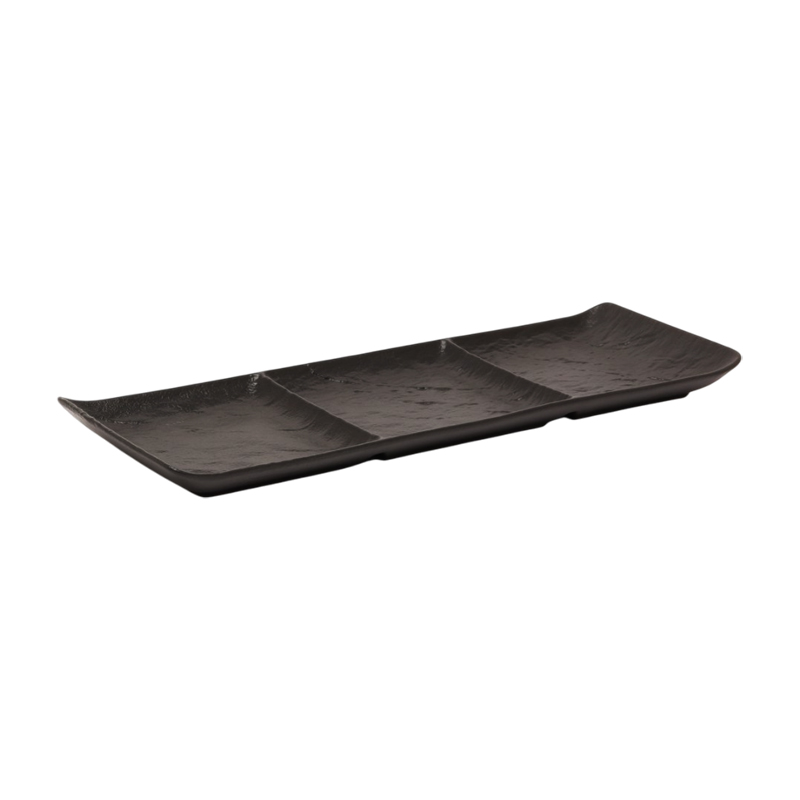 Մատուցարան Wilmax WL-661136/A SlateStone 3 տեղանոց ուղղանկյուն սև ճենապակի 40.5x13սմ
