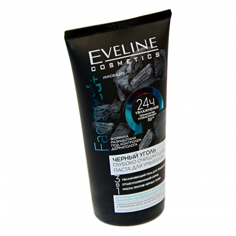 Գել Eveline 150մլ Facemed+ черн. уголь 3в1 д/умыв