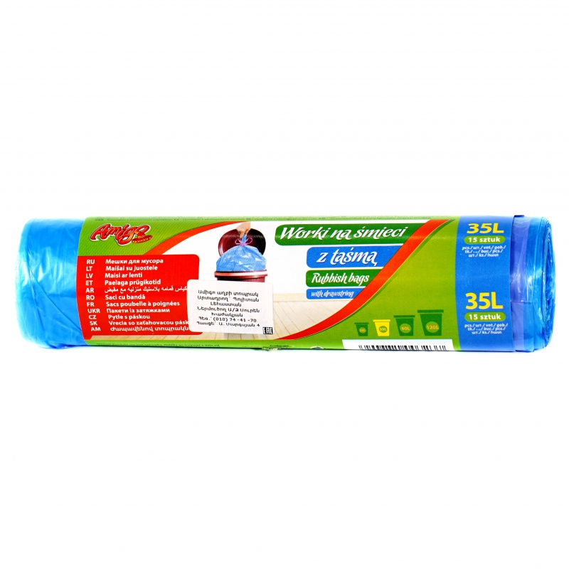 Տոպրակ Աղբի Amigo HDPE 35լ 15հտ Կապիչ