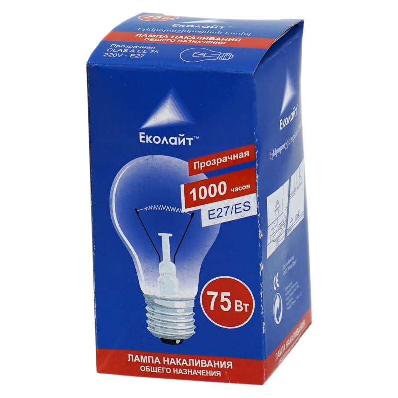 Լամպ Еколайт E27/ES 75W 220V