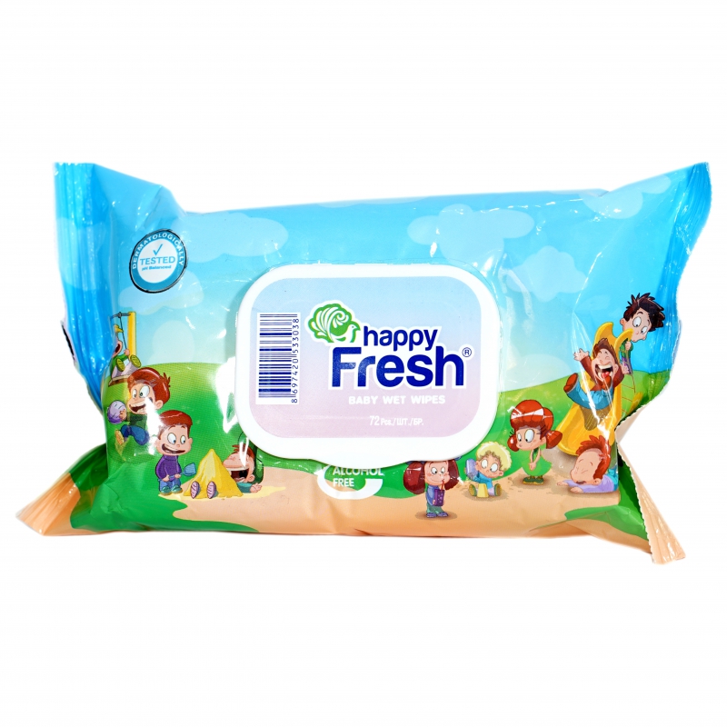 Թաց Անձեռոցիկ Happy Fresh 72հտ Blue/Pink Մն