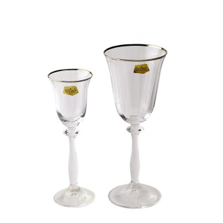 Բաժակների հավաքածու Crystalite Bohemia 40600 Angela ապակի արծաթագույն եզրագծով 60/185մլ 6+6 հատ