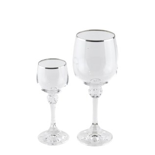 Բաժակների հավաքածու Crystalite Bohemia Julia ապակի 60/200մլ արծաթագույն եզրագծով 6+6 հատ