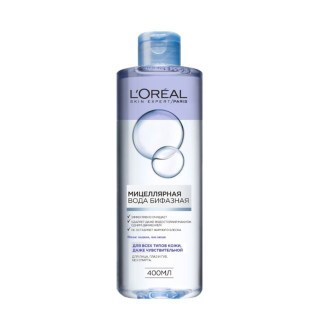 Դիմահարդարումը մաքրող միցելյար հեղուկ L'Oreal Paris "Бифазная" 400մլ